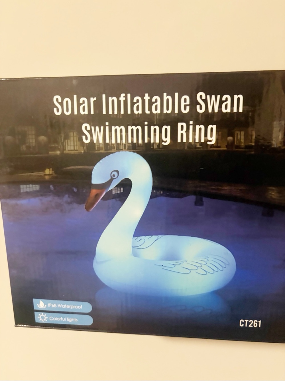 Solar Inflatable Swan Swimming Ring - White